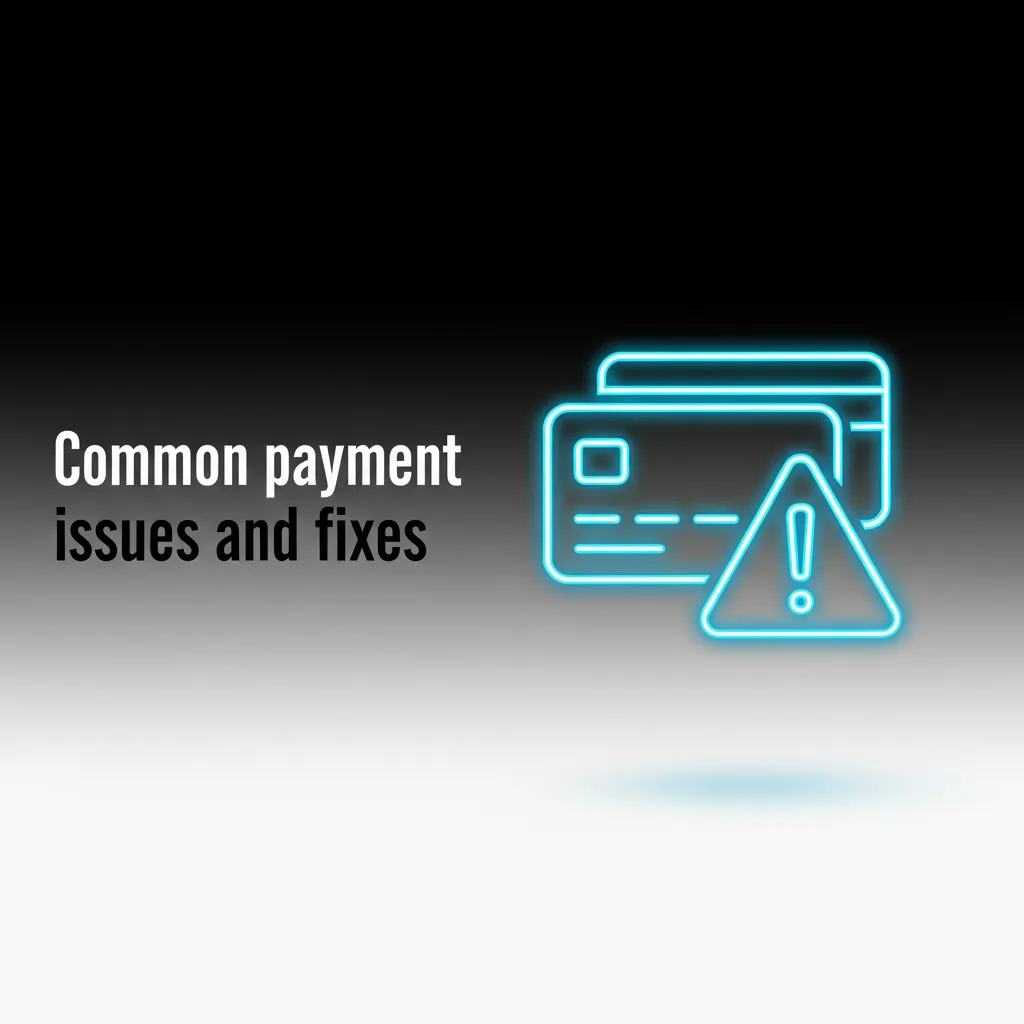 Infographic of payment issues and fixes: UPI limit, wrong UPI ID, KYC pending, maintenance, crypto network congestion.