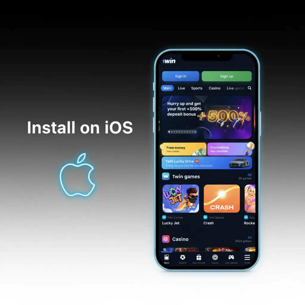 iOS install steps for iPhone/iPad: open official site, tap Get in App Store, launch, sign in, deposit INR via UPI; iOS 12+