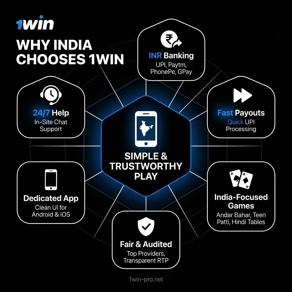 Top reasons to play at 1Win Casino India - fair play, fast payouts, and popular games