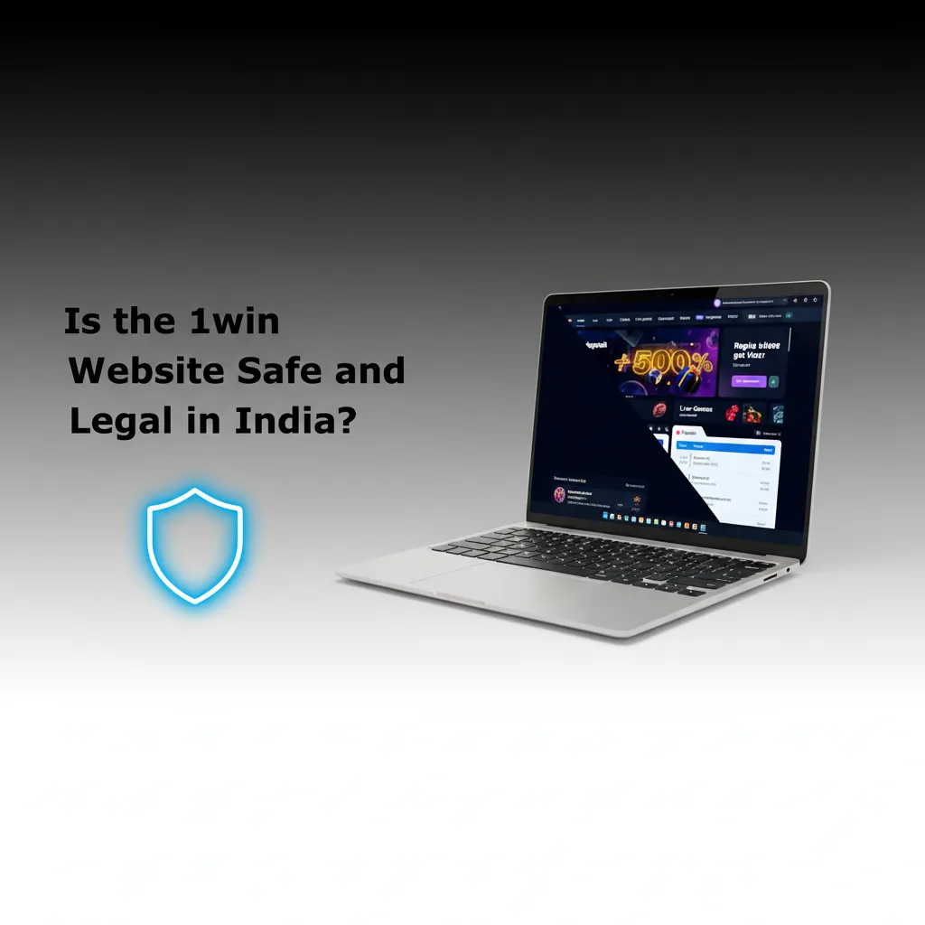 Is 1win safe and legal in India? Banner with India map, shield, licence, KYC, responsible gaming, and 18+.