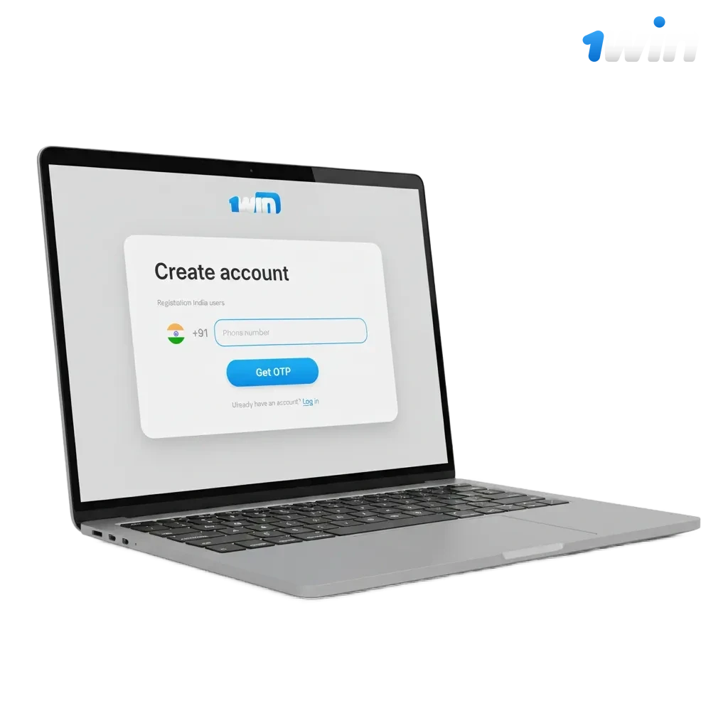 1win India registration page with sign-up by phone, email, one-click or social, INR deposits and 500% bonus up to ₹75,000
