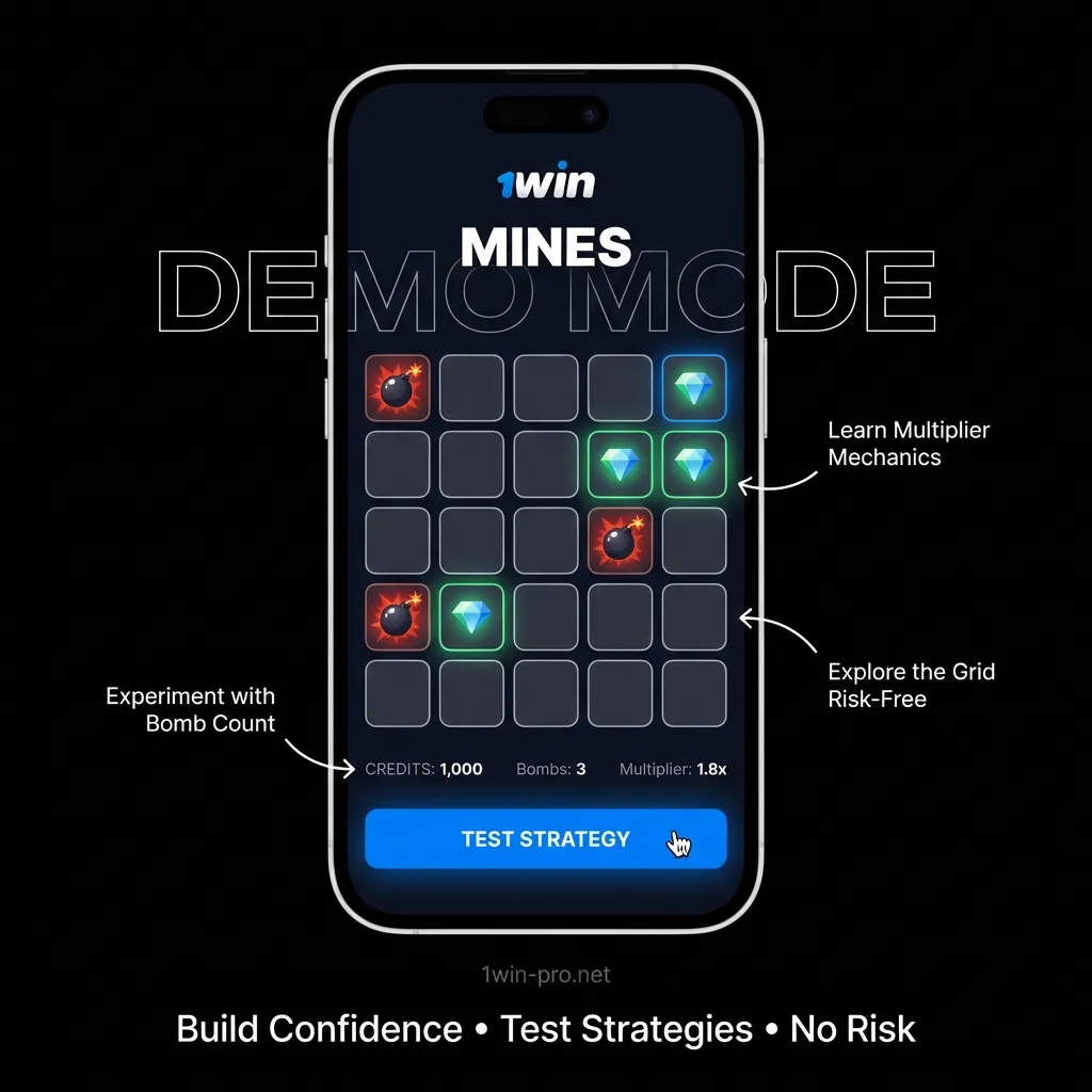 Try Mines game in demo mode on 1win India before betting real money