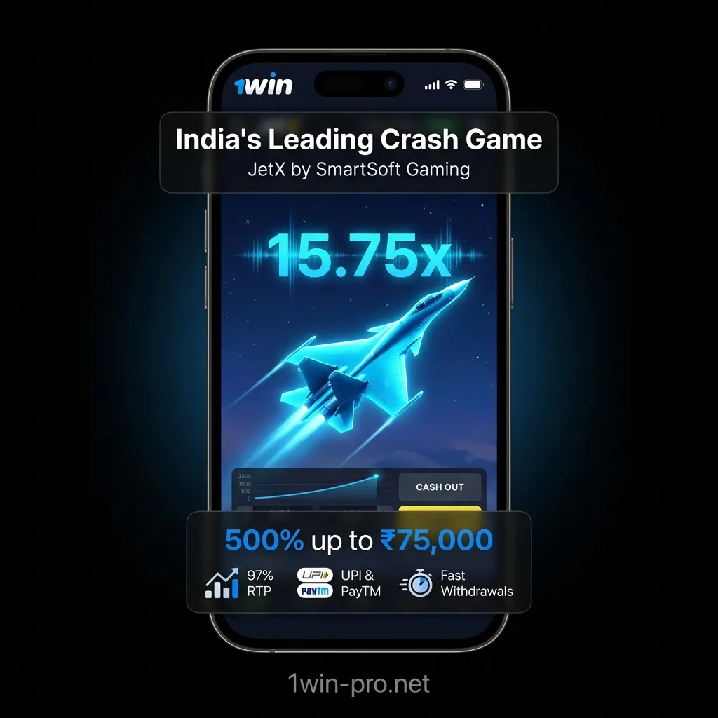 Play JetX crash game on 1win India with 500% welcome bonus up to ₹75,000