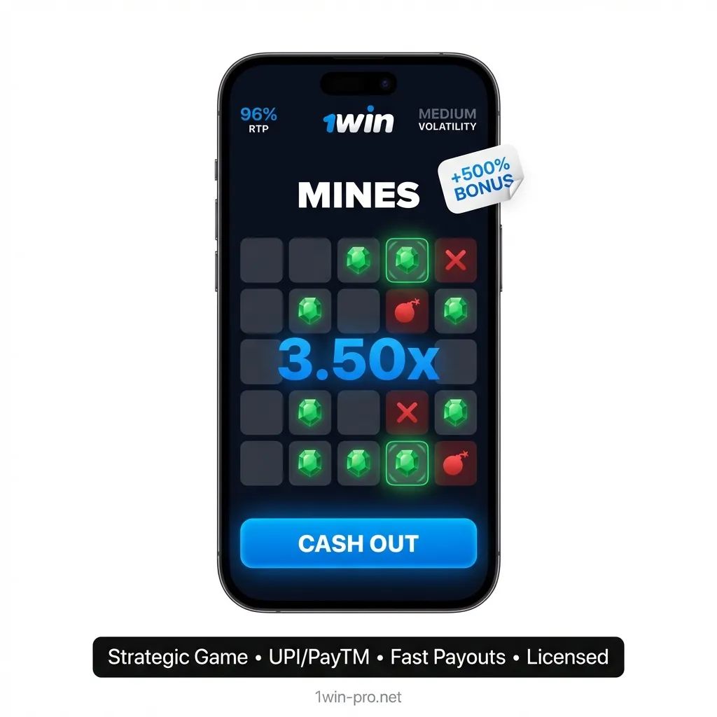 Mines game on licensed 1win India - medium volatility and fast local payouts