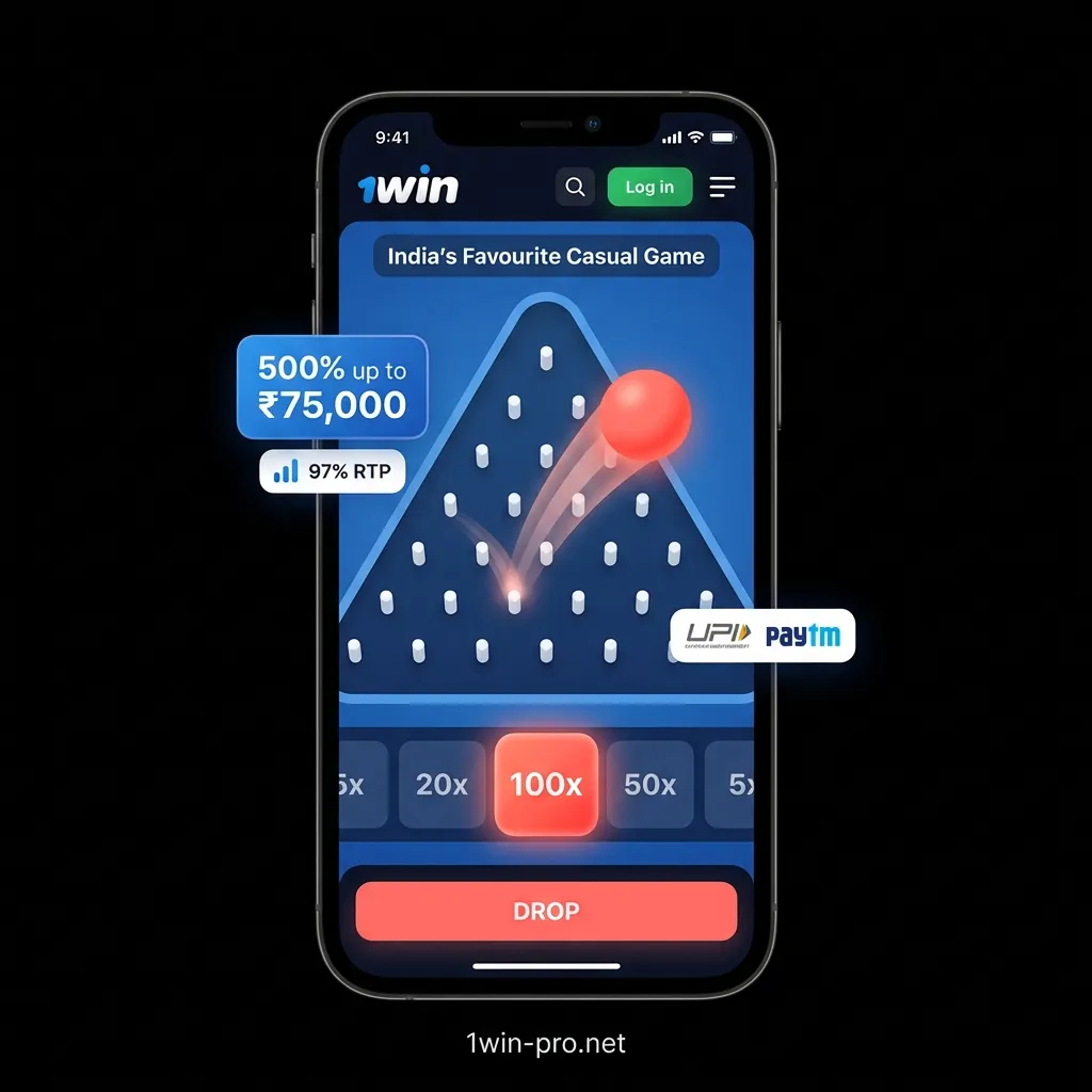 Plinko game on licensed 1win platform - 97% RTP, UPI payments for Indian players