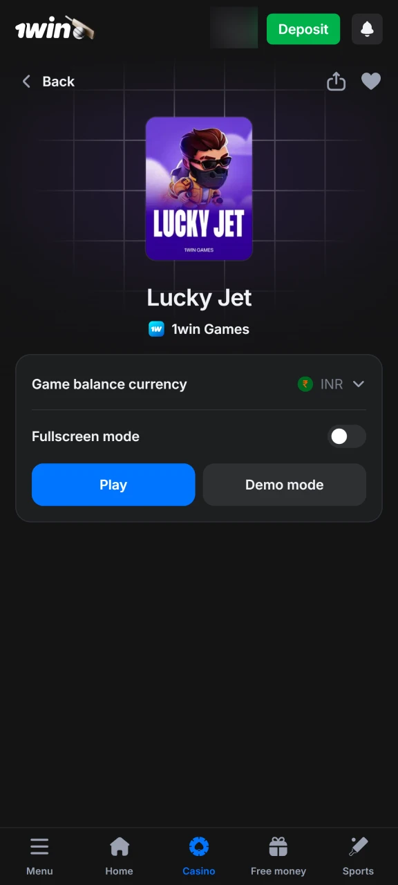 Search for Lucky Jet in the 1win lobby and start tracking the multipliers to win big before Joe flies away.