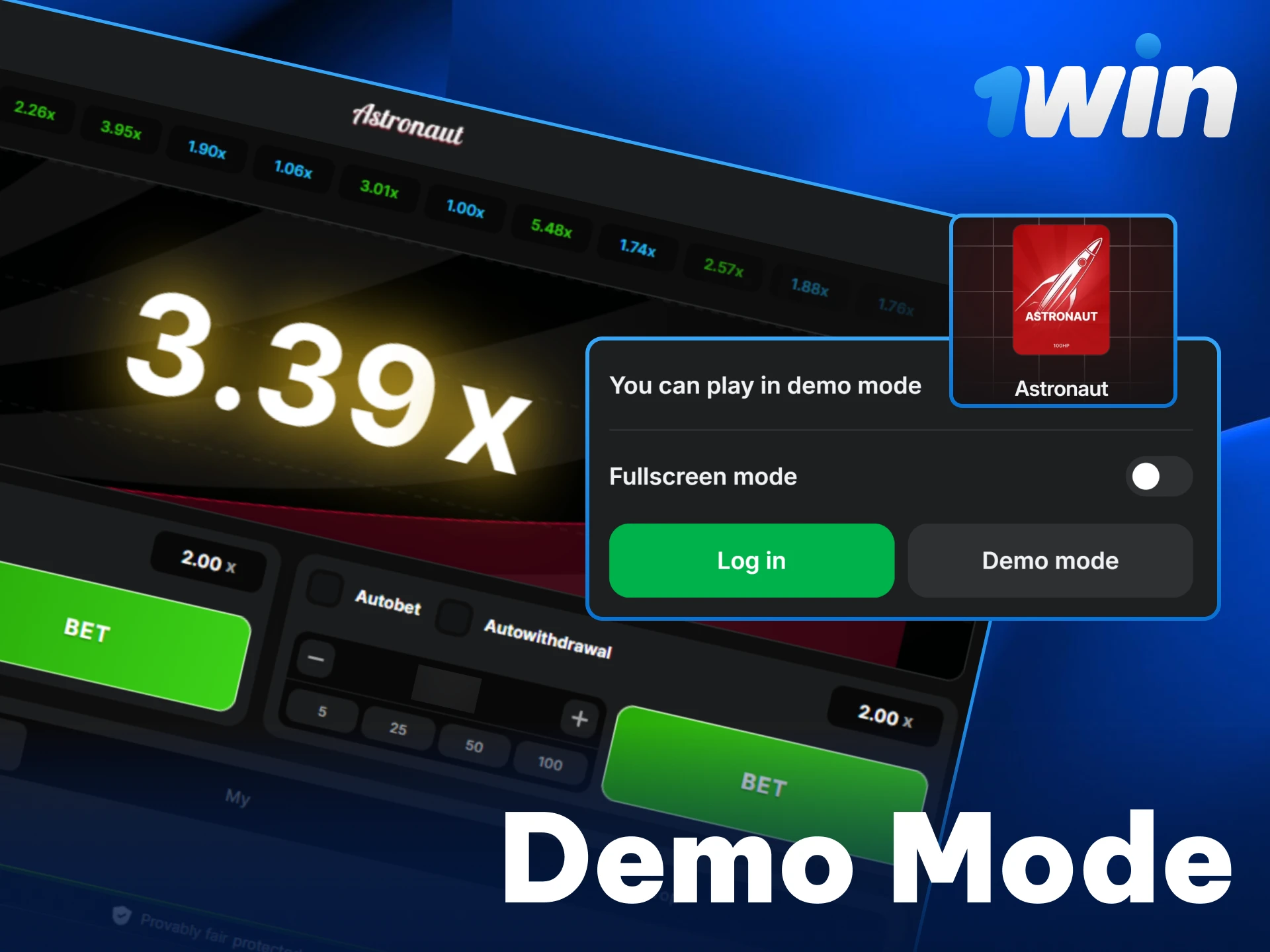 Try Astronaut for free in demo mode on 1win India.