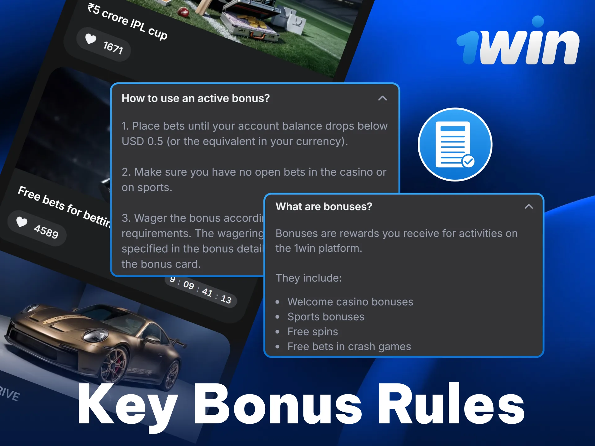 Check the key 1win bonus rules in India before playing.