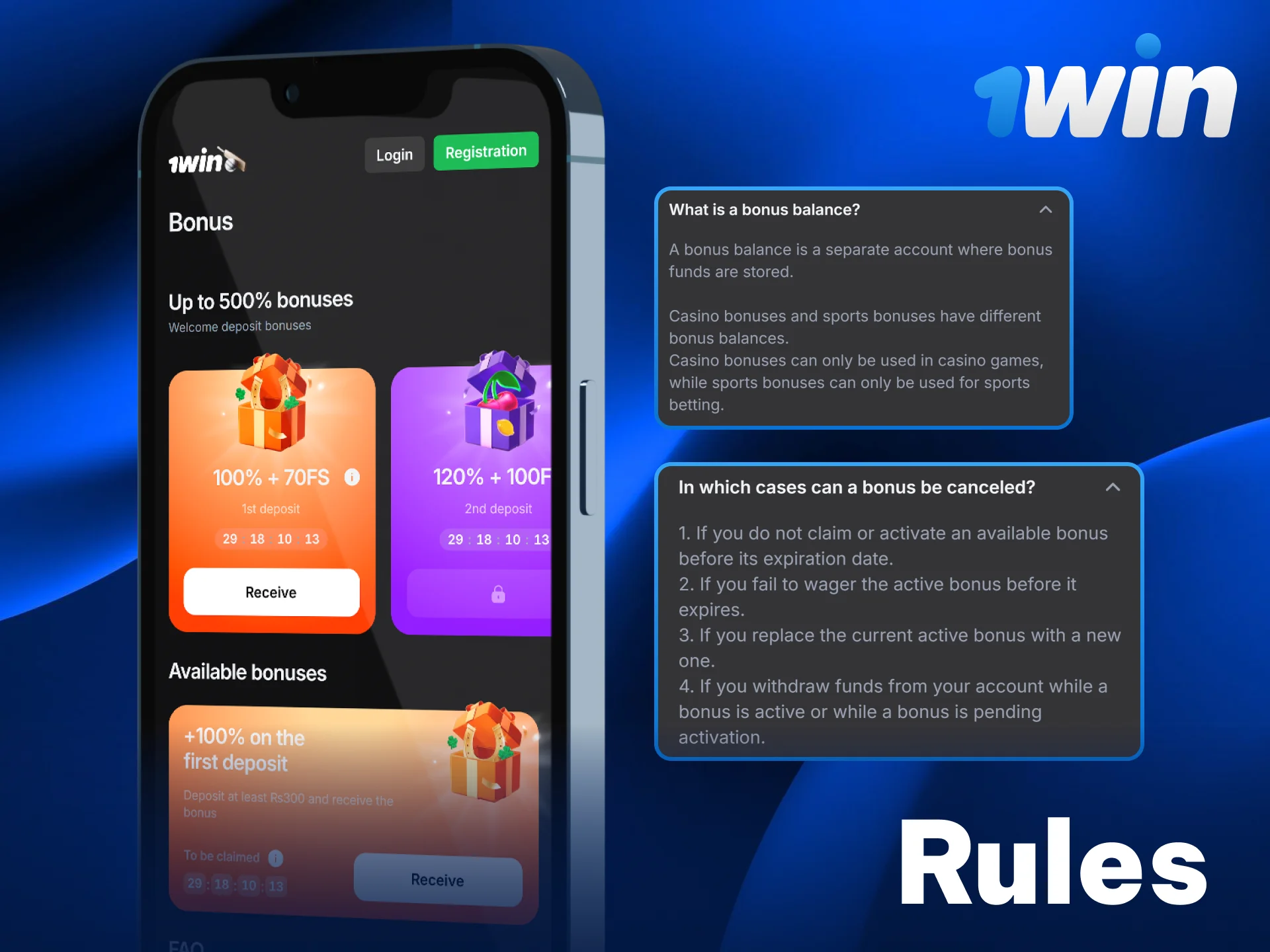 Read the official rules for using the 1win welcome offer.