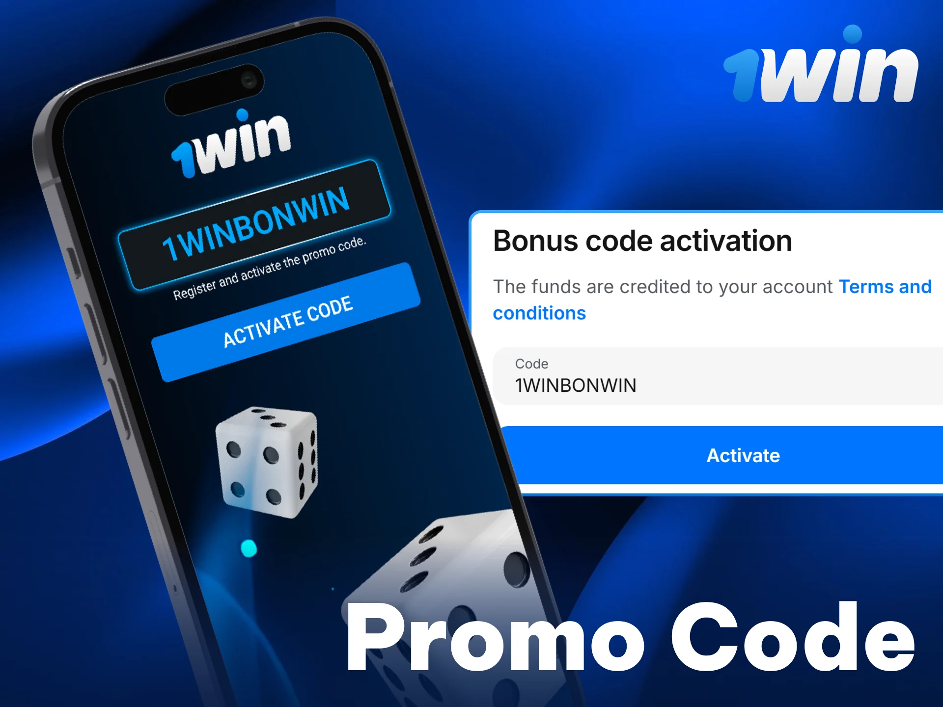 Use an exclusive promo code for 1win Dice to claim bonuses.