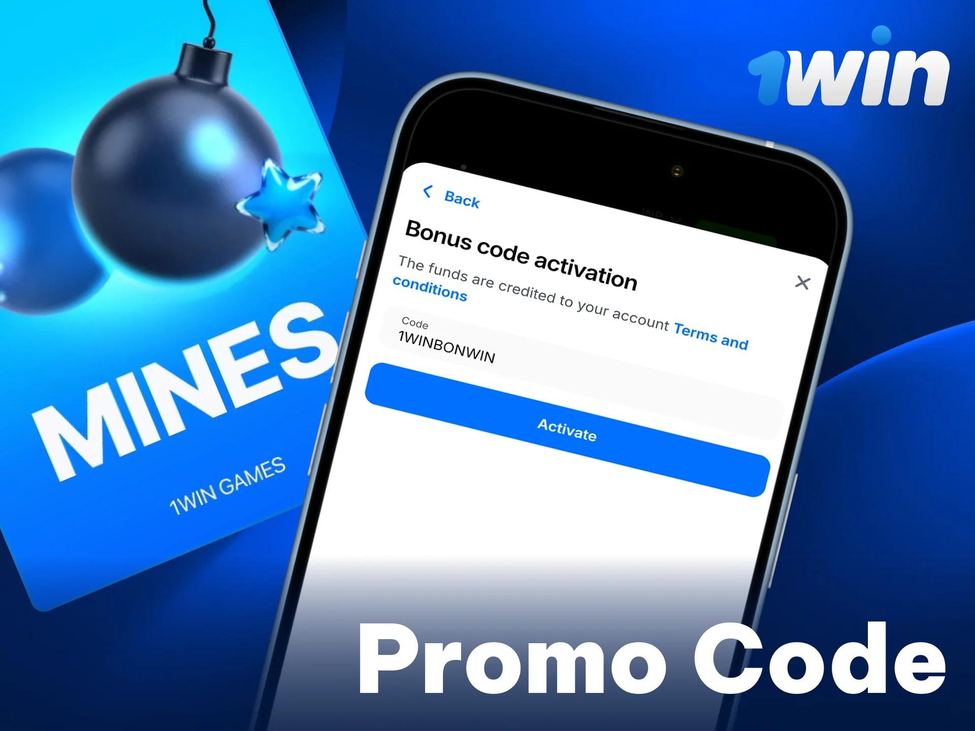 Activate the latest bonus code for Mines on 1win.